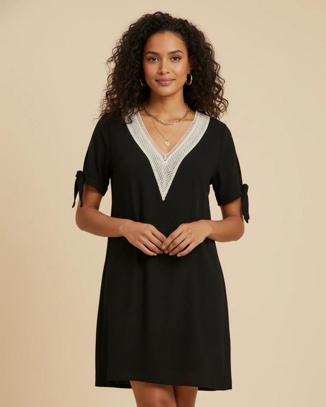 Emily | Women's Tie-Sleeve Mini Dress-Metro Lane Plaza