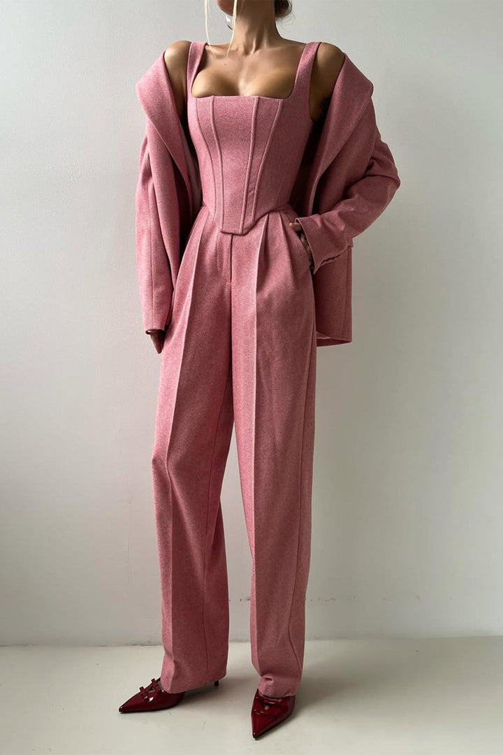 Emma | Women's Elegant Herringbone Three-Piece Suit Set-Metro Lane Plaza