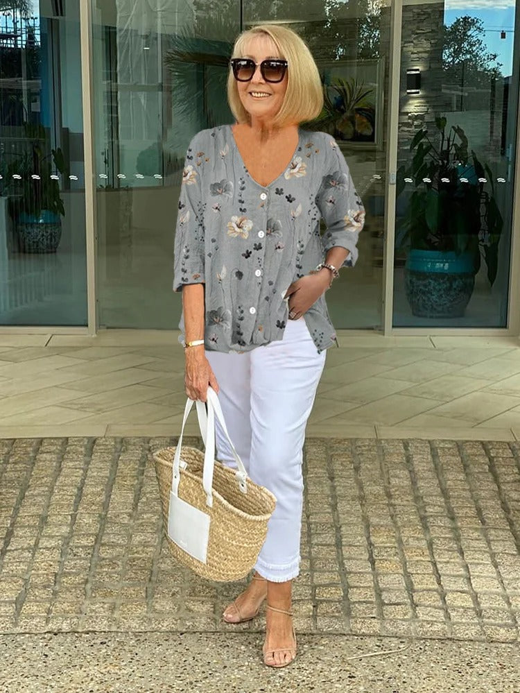 Goldie | Women's Lightweight Elegant Floral Blouse-Metro Lane Plaza
