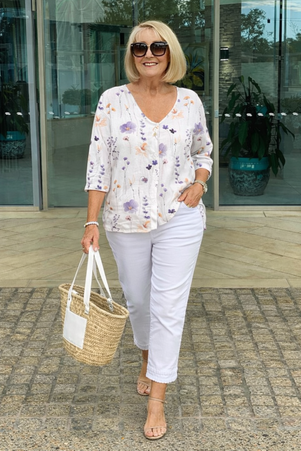 Goldie | Women's Lightweight Elegant Floral Blouse-Metro Lane Plaza