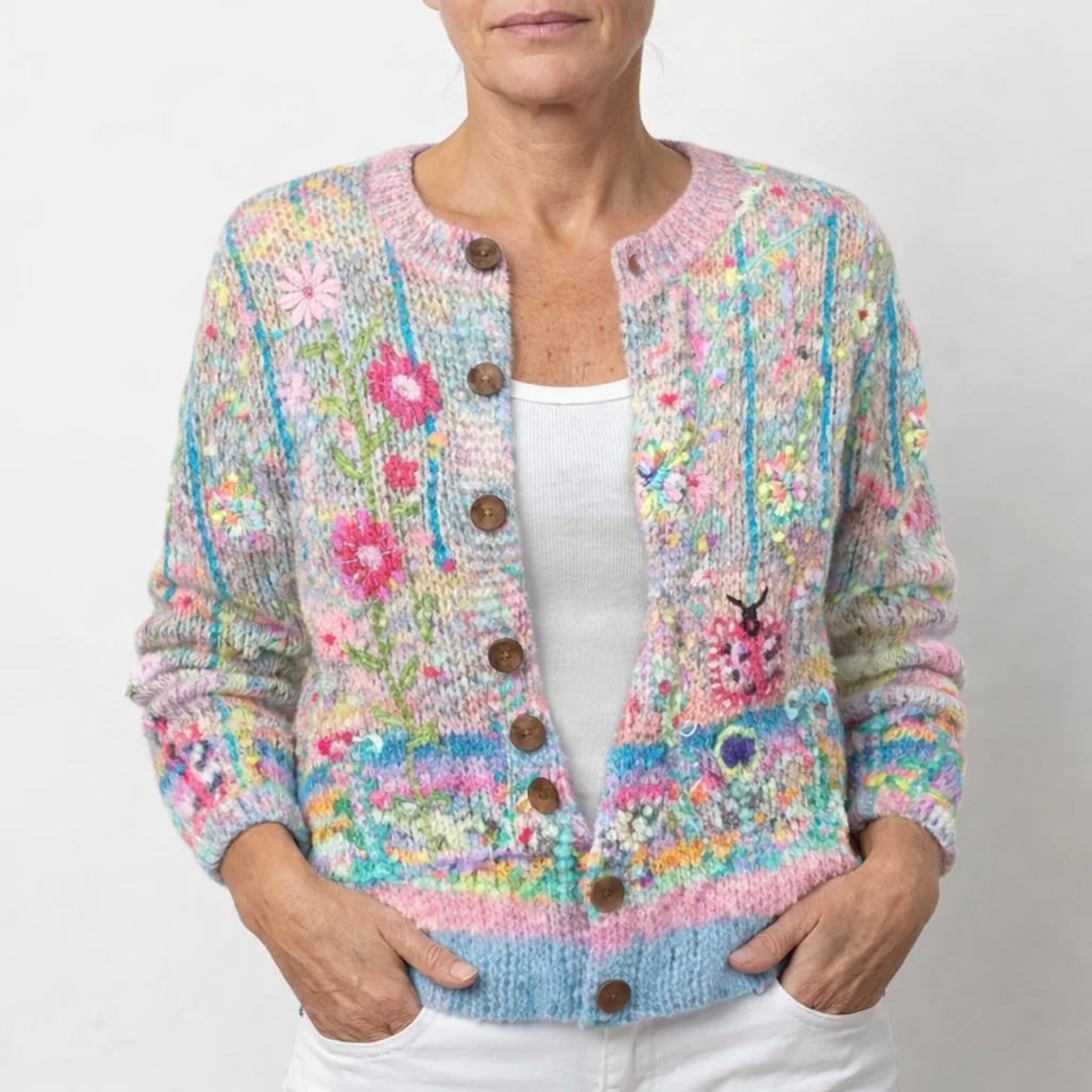 Gestrickter Damenpullover mit Print