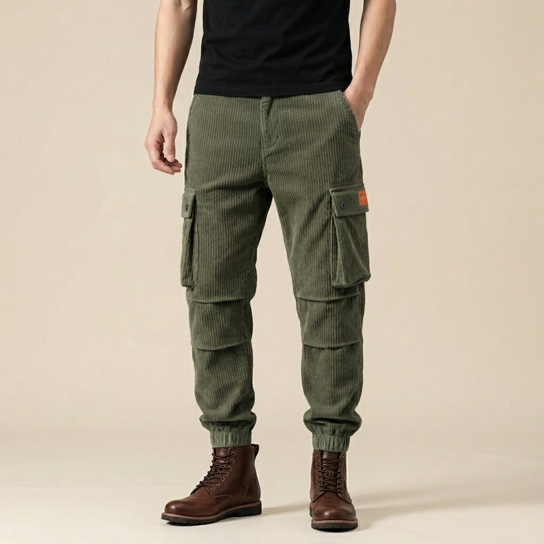 Fabian | Men's Stylish and Practical Corduroy Cargo Pants-Metro Lane Plaza