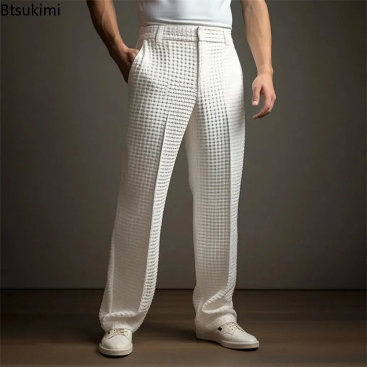 Finn | Men's Relaxed Waffle Texture Trousers-Metro Lane Plaza