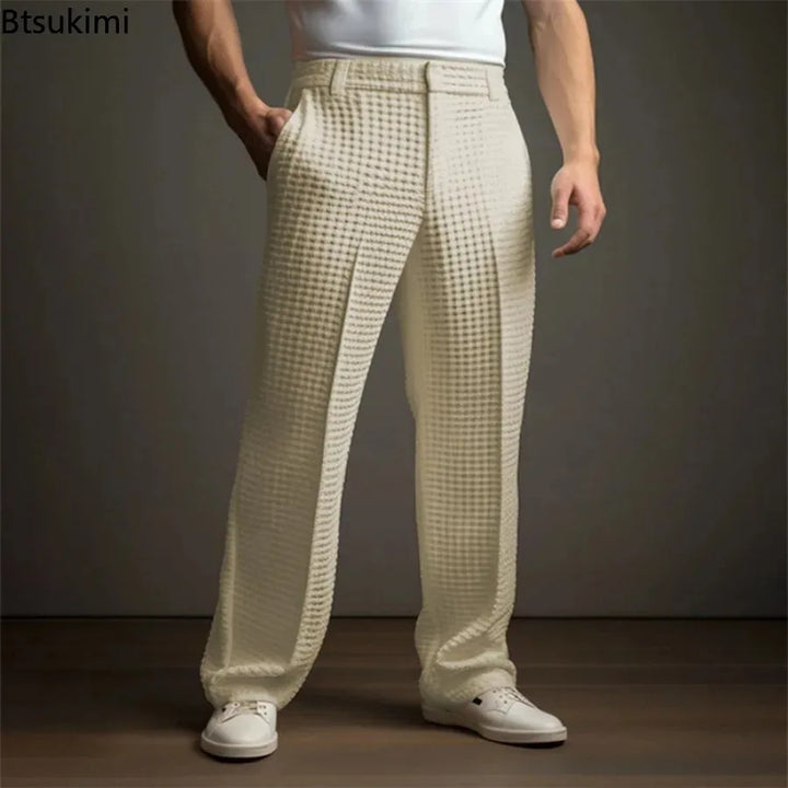 Finn | Men's Relaxed Waffle Texture Trousers-Metro Lane Plaza