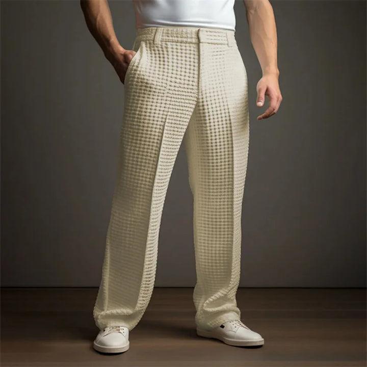 Finn | Men's Relaxed Waffle Texture Trousers-Metro Lane Plaza