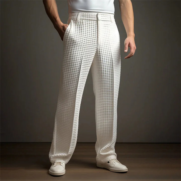 Finn | Men's Relaxed Waffle Texture Trousers-Metro Lane Plaza