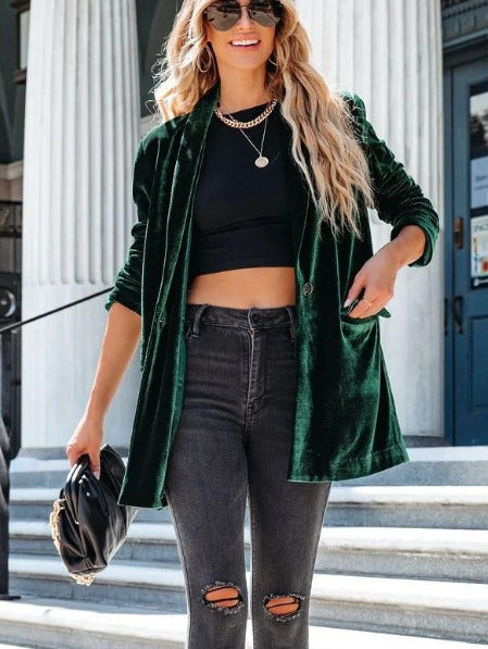 Amelia | Women's Elegant Velvet Blazer for Luxurious Style-Metro Lane Plaza