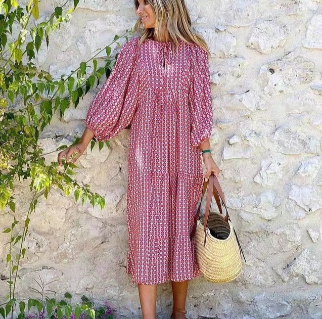 Zaria | Women's Bohemian Printed Flowy Maxi Dress-Metro Lane Plaza