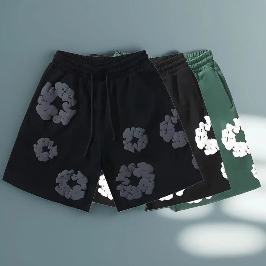 Floral Print Casual Shorts – Unisex Summer Streetwear-Metro Lane Plaza