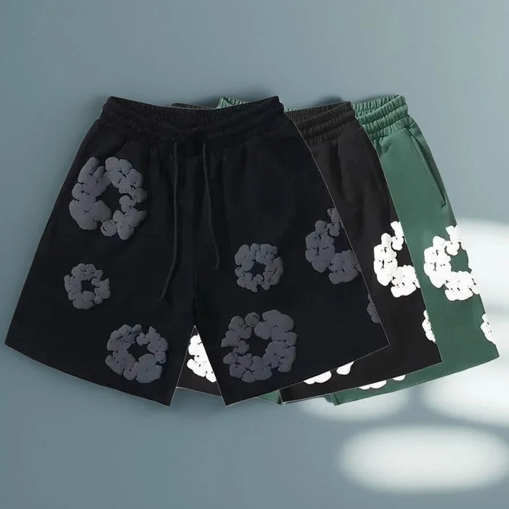 Floral Print Casual Shorts – Unisex Summer Streetwear-Metro Lane Plaza