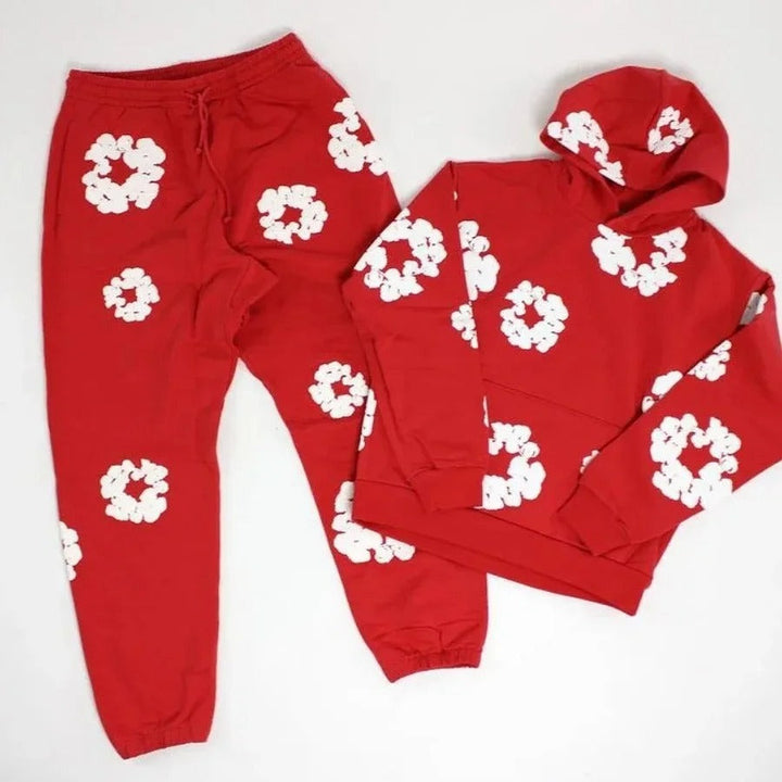 Floral Printed Tracksuit Set – Unisex Urban Streetwear Outfit-Metro Lane Plaza