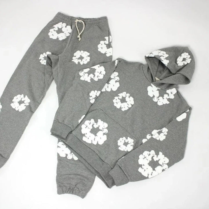 Floral Printed Tracksuit Set – Unisex Urban Streetwear Outfit-Metro Lane Plaza