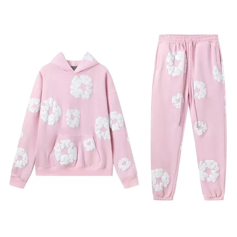 Floral Printed Tracksuit Set – Unisex Urban Streetwear Outfit-Metro Lane Plaza