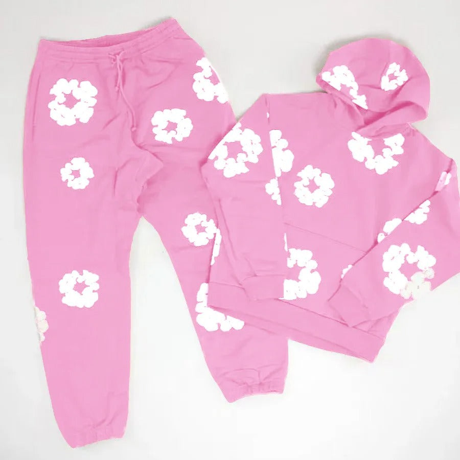 Floral Printed Tracksuit Set – Unisex Urban Streetwear Outfit-Metro Lane Plaza
