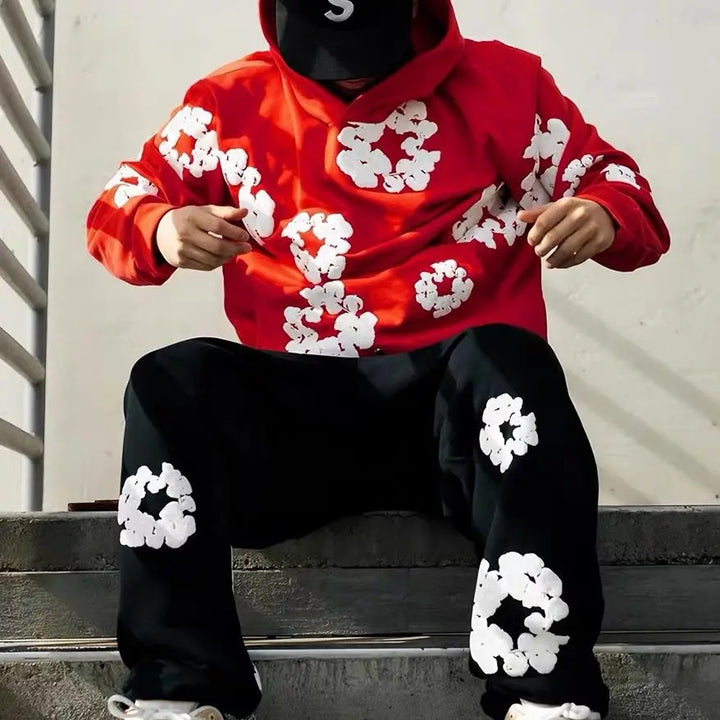 Floral Printed Tracksuit Set – Unisex Urban Streetwear Outfit-Metro Lane Plaza
