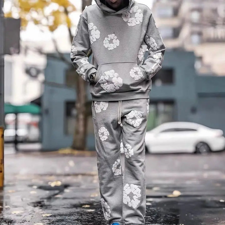 Floral Printed Tracksuit Set – Unisex Urban Streetwear Outfit-Metro Lane Plaza