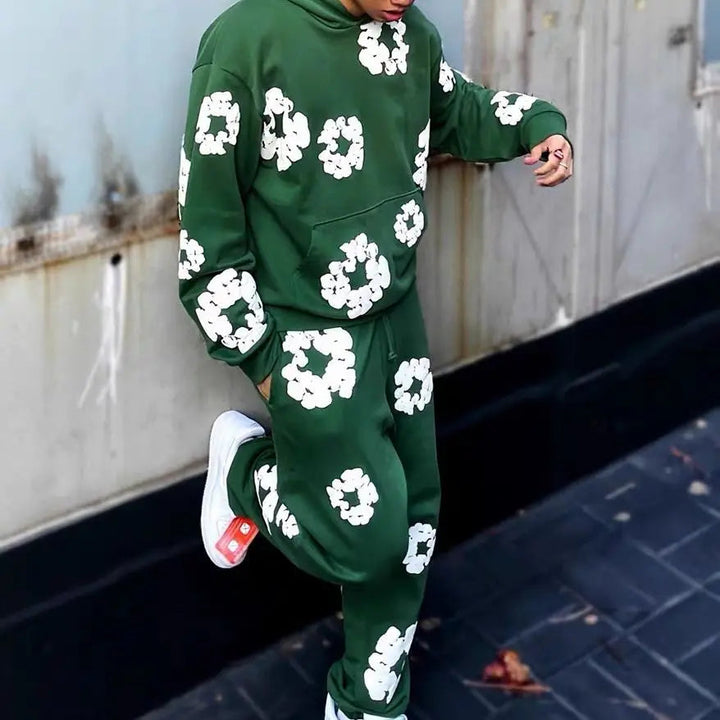 Floral Printed Tracksuit Set – Unisex Urban Streetwear Outfit-Metro Lane Plaza