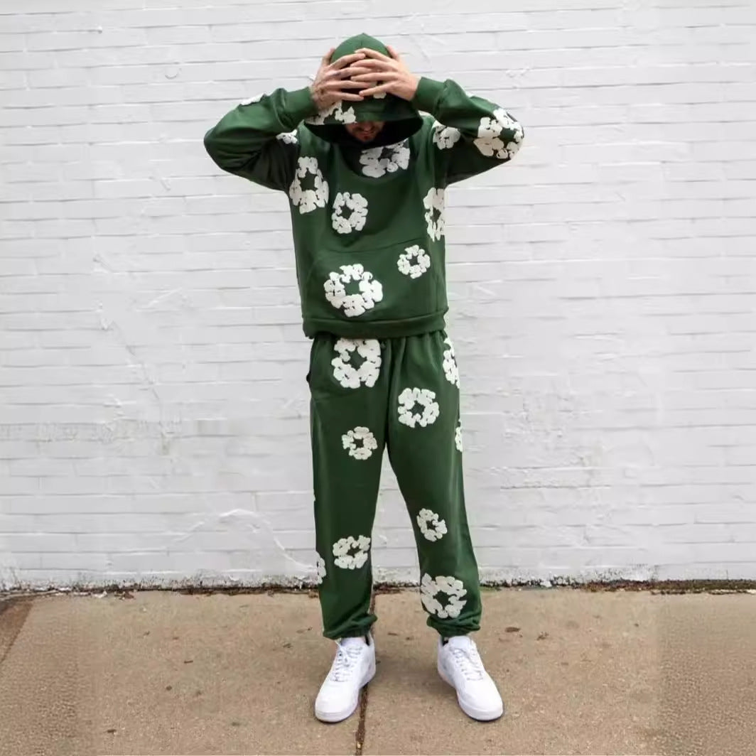 Floral Printed Tracksuit Set – Unisex Urban Streetwear Outfit-Metro Lane Plaza