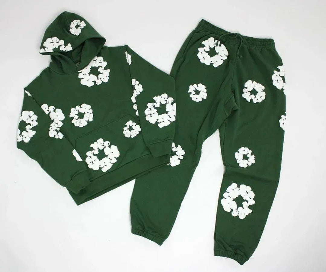 Floral Printed Tracksuit Set – Unisex Urban Streetwear Outfit-Metro Lane Plaza