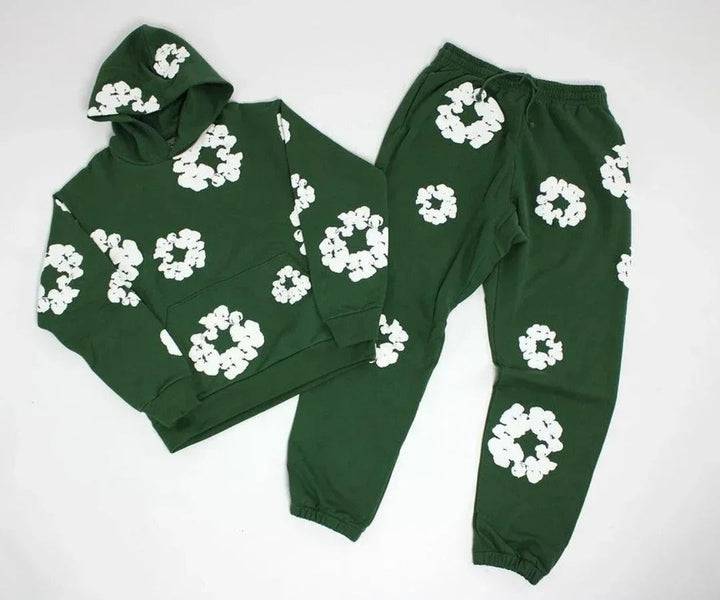 Floral Printed Tracksuit Set – Unisex Urban Streetwear Outfit-Metro Lane Plaza