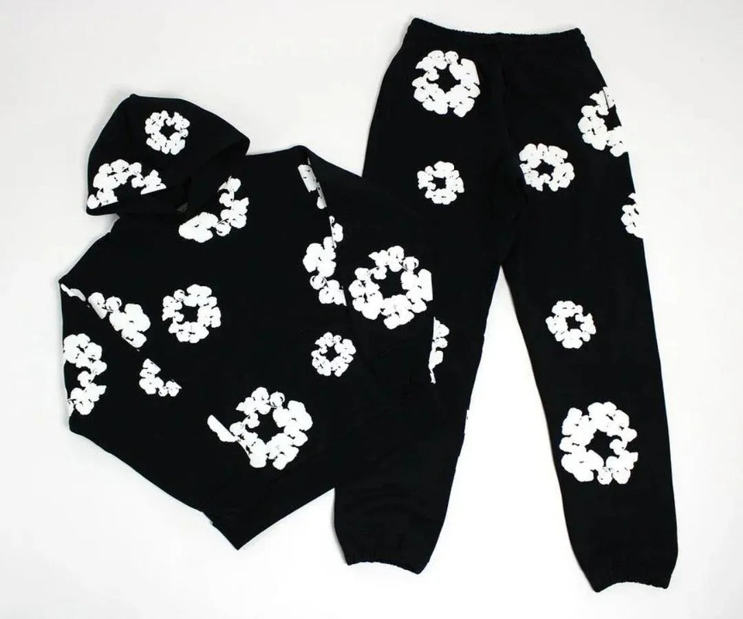Floral Printed Tracksuit Set – Unisex Urban Streetwear Outfit-Metro Lane Plaza