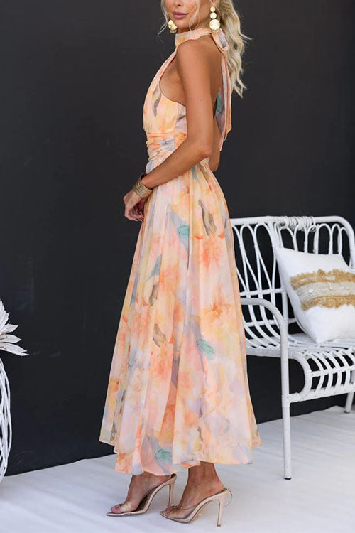Ellie | Women's Elegant Halter Neck Maxi Dress for Summer-Metro Lane Plaza