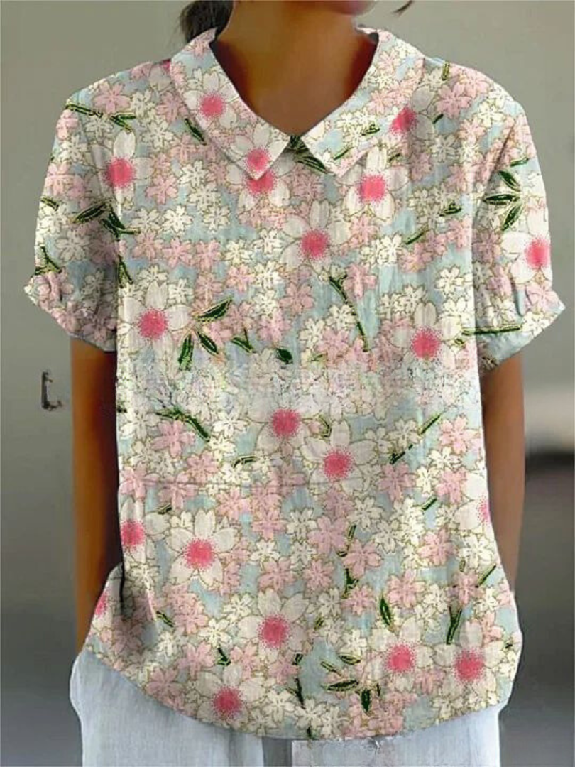 Stephanie | Women's Collared Short Sleeve Blouse-Metro Lane Plaza