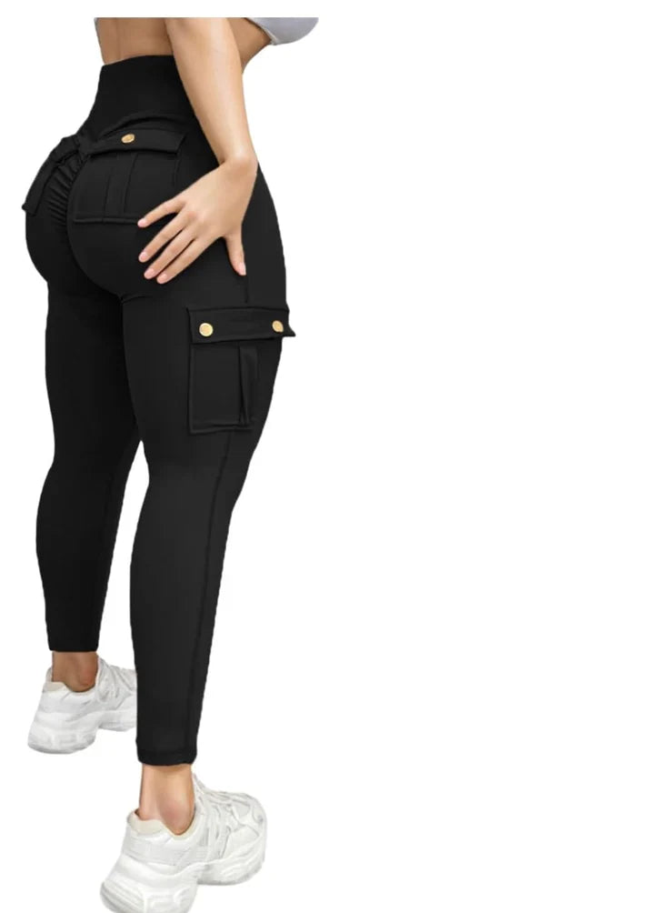 Emily | Women's Stretch Cargo Pocket Leggings-Metro Lane Plaza