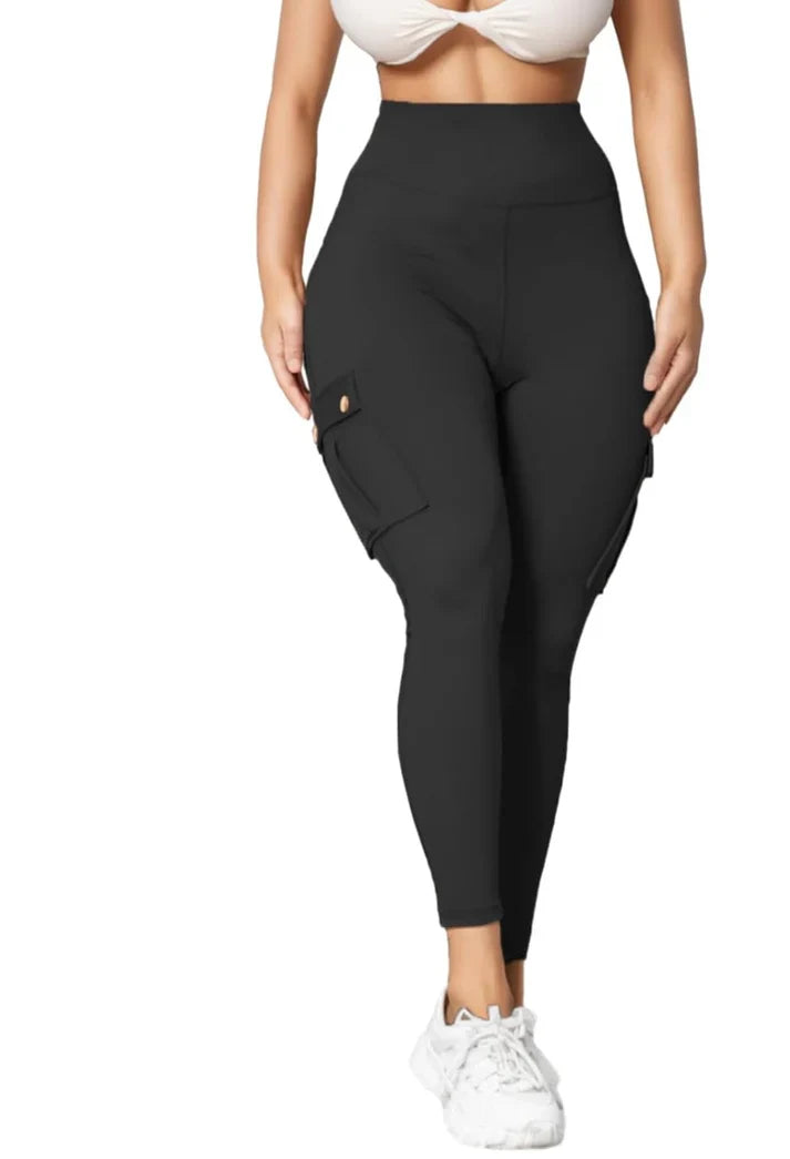 Emily | Women's Stretch Cargo Pocket Leggings-Metro Lane Plaza