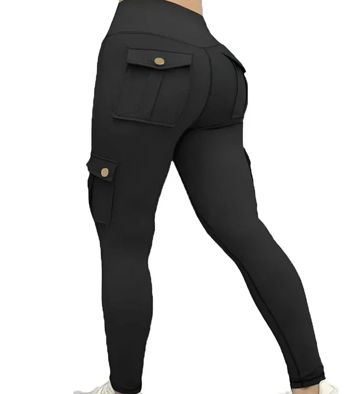 Emily | Women's Stretch Cargo Pocket Leggings-Metro Lane Plaza