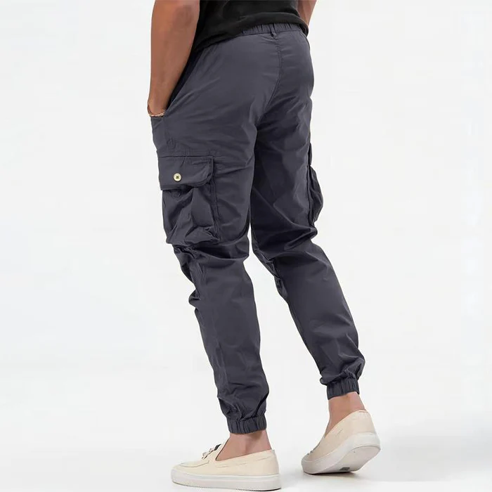 John | Men's Cargo Trousers with Side Pockets and Elastic Cuffs-Metro Lane Plaza