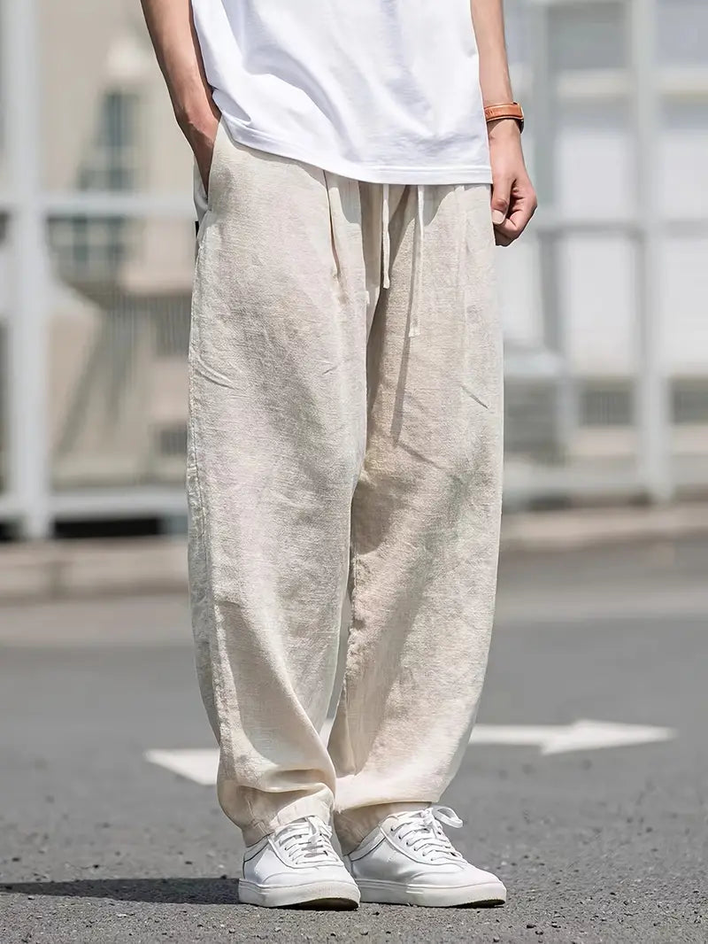 Alexander | Men's Timeless Comfort Linen Trousers-Metro Lane Plaza