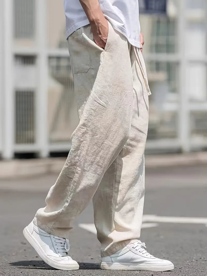 Alexander | Men's Timeless Comfort Linen Trousers-Metro Lane Plaza