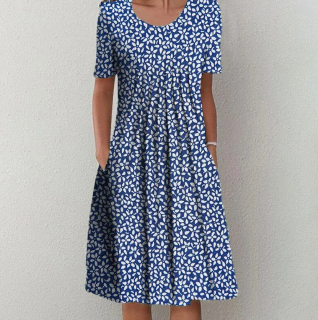 Freya | Women's Printed Midi Summer Dress for Summer Style-Metro Lane Plaza