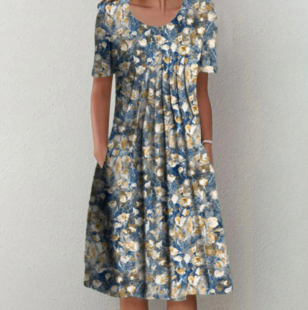 Freya | Women's Printed Midi Summer Dress for Summer Style-Metro Lane Plaza