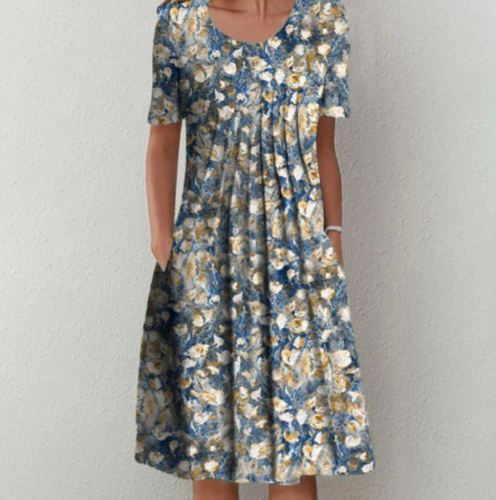 Freya | Women's Printed Midi Summer Dress for Summer Style-Metro Lane Plaza