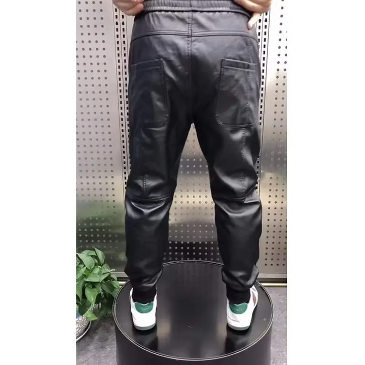 Jack | Men's Modern Fit Leather Trousers-Metro Lane Plaza