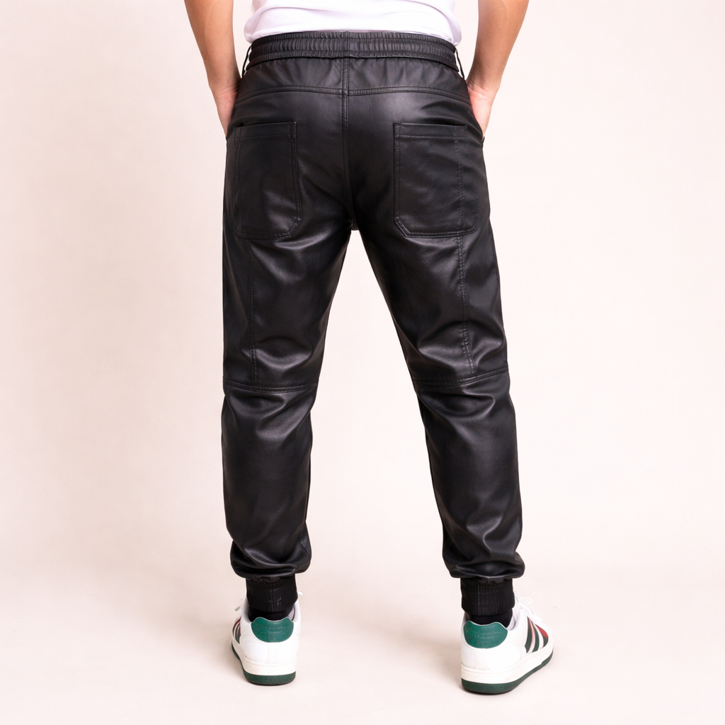 Jack | Men's Modern Fit Leather Trousers-Metro Lane Plaza