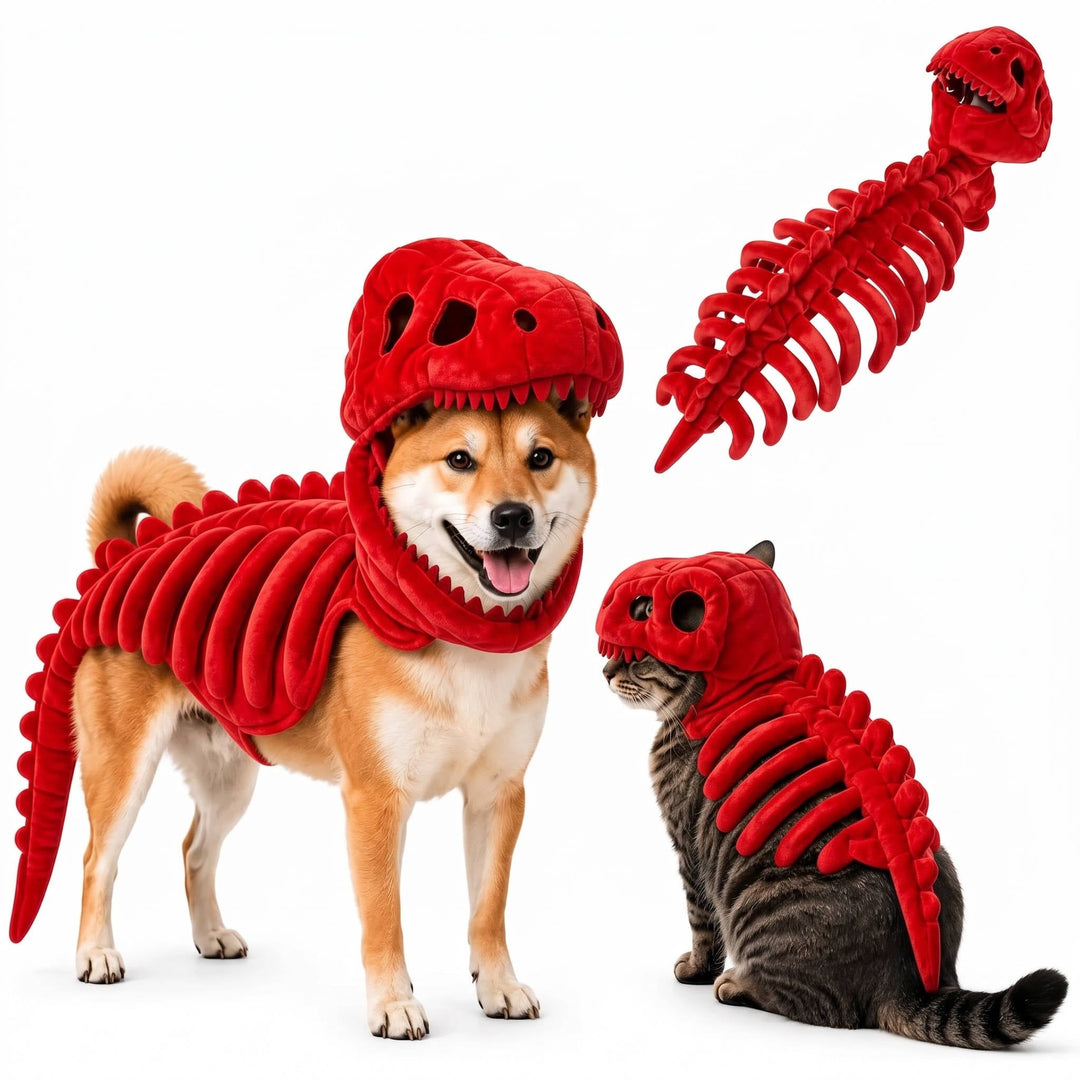 Costume da animale domestico a scheletro di dinosauro per feste di Halloween