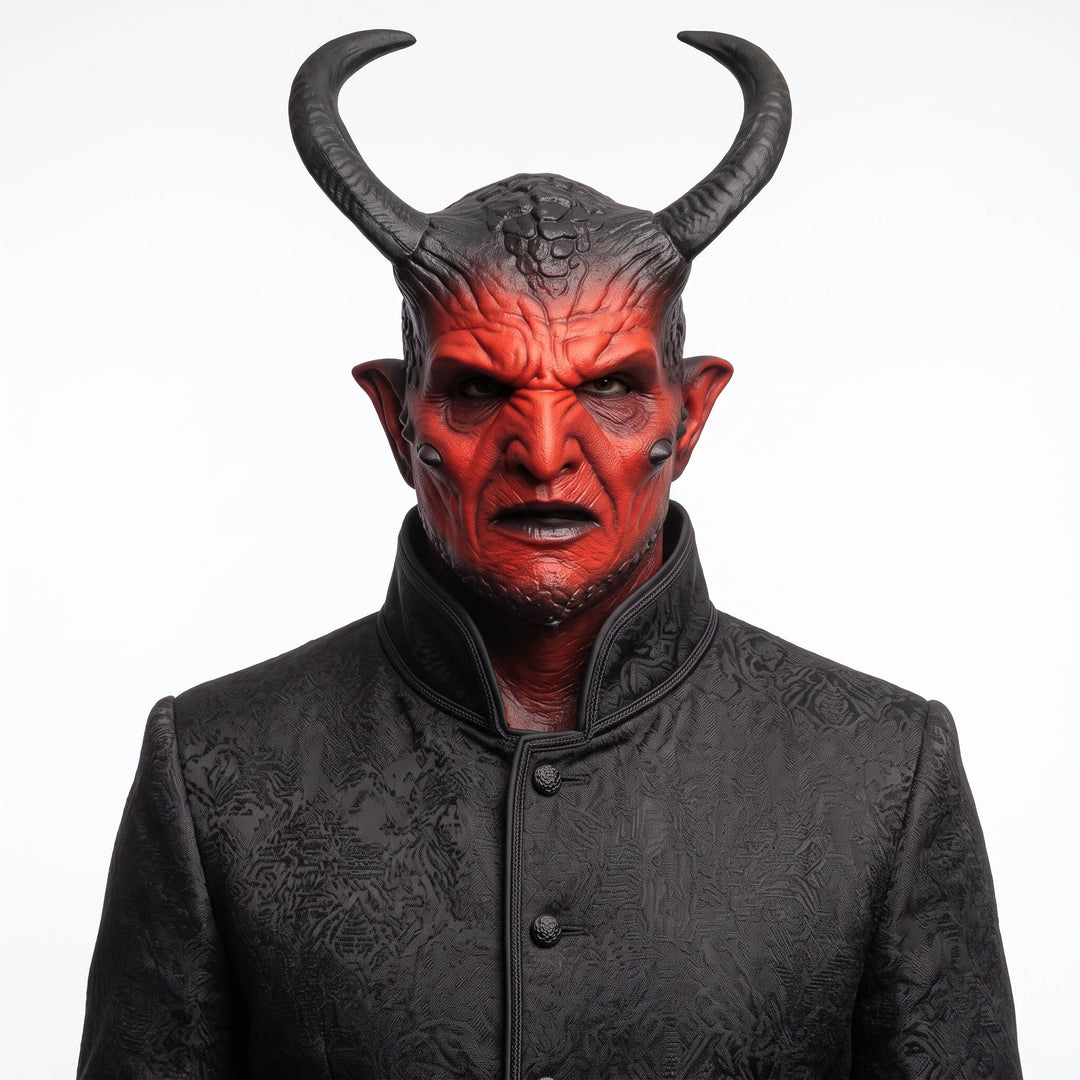 Máscara realista de demonio de látex con cuernos para fiestas de Halloween