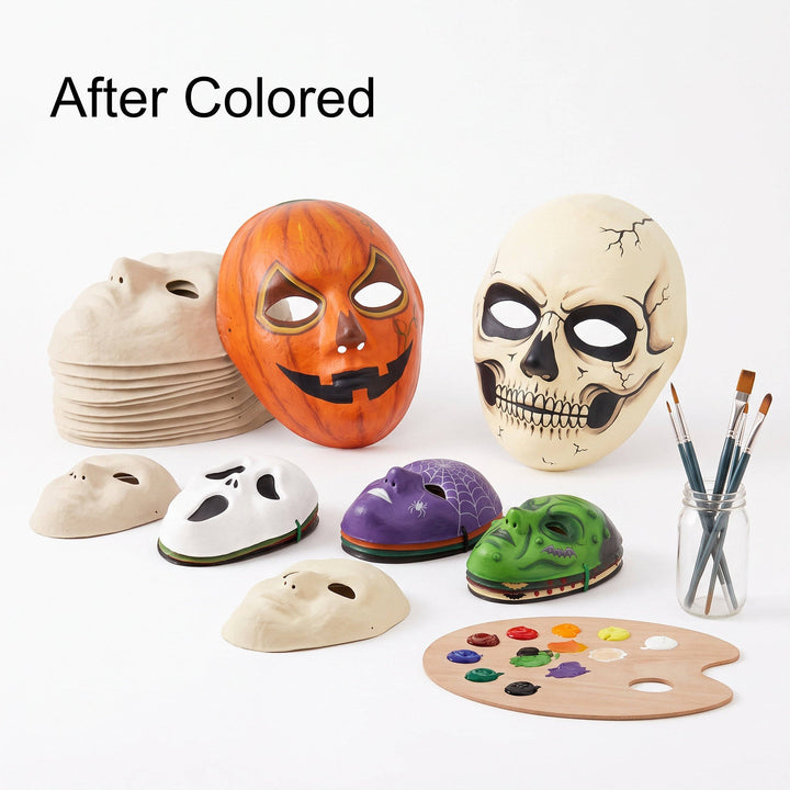 Paquete de 14 máscaras de papel maché para Halloween y proyectos creativos