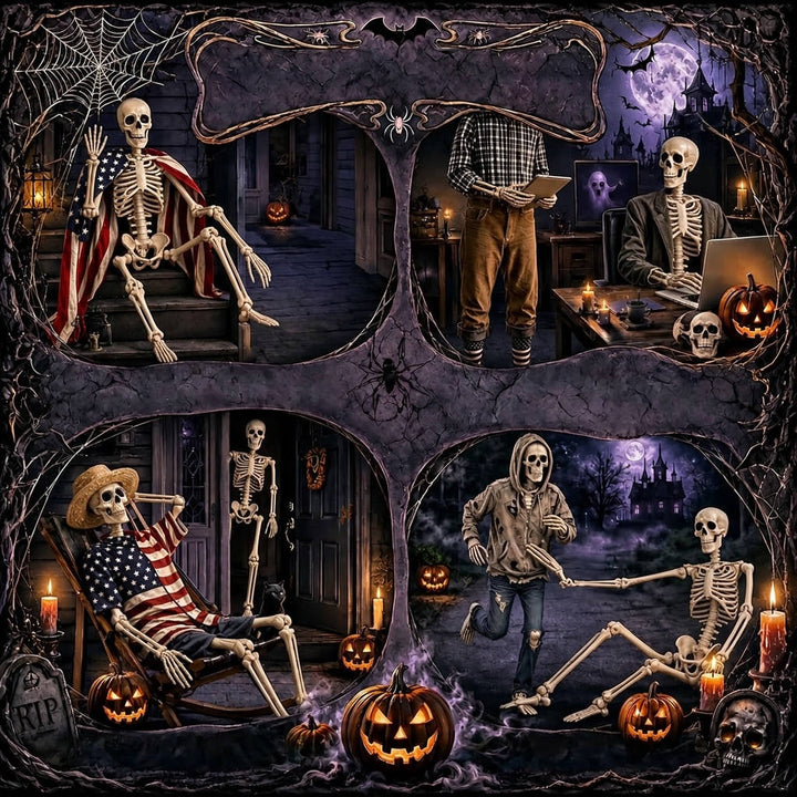 Paquete de 2 esqueletos decorativos móviles de Halloween con articulaciones, de 36 pulgadas, para mujer