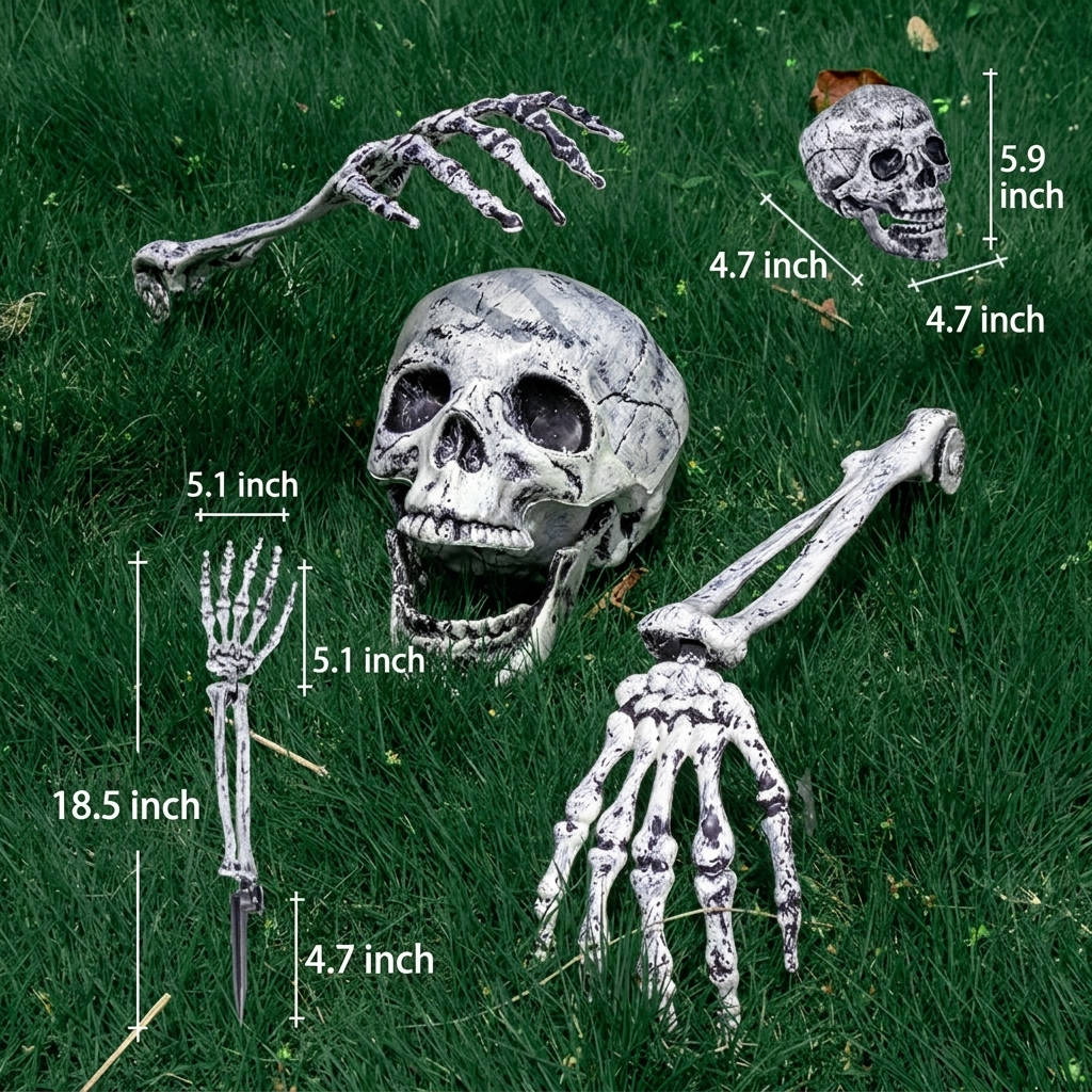 Realistische skeletgrondpennen voor dames voor Halloweenversiering van gazon en tuin