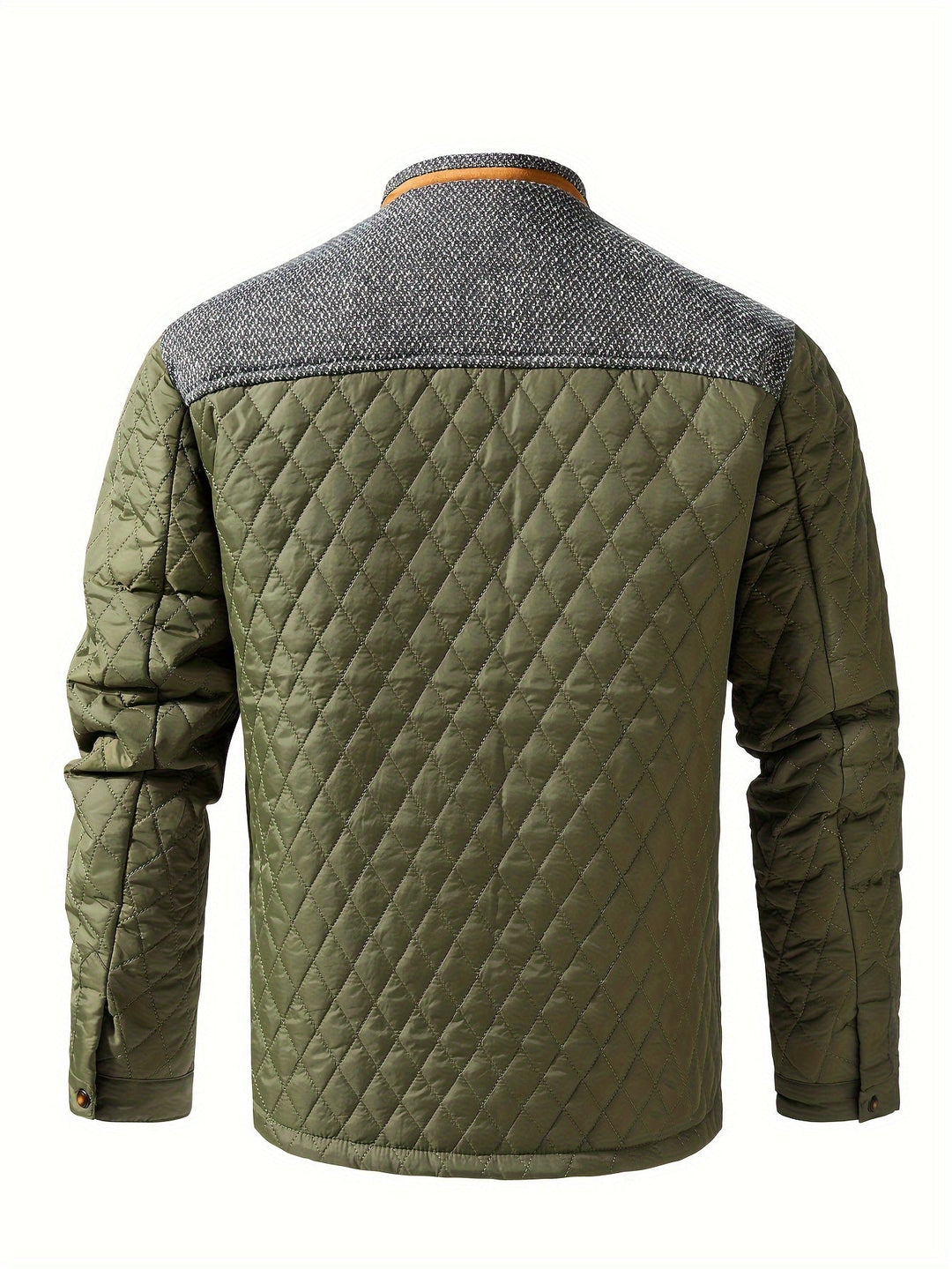 Chaqueta acolchada bicolor para hombre con cuello alzado y botones a presión