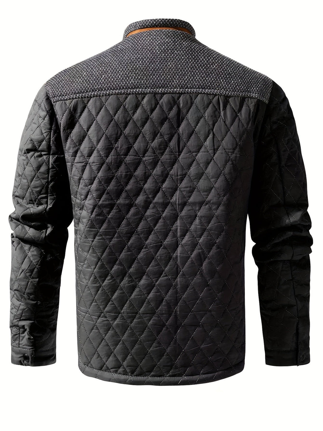 Chaqueta acolchada bicolor para hombre con cuello alzado y botones a presión