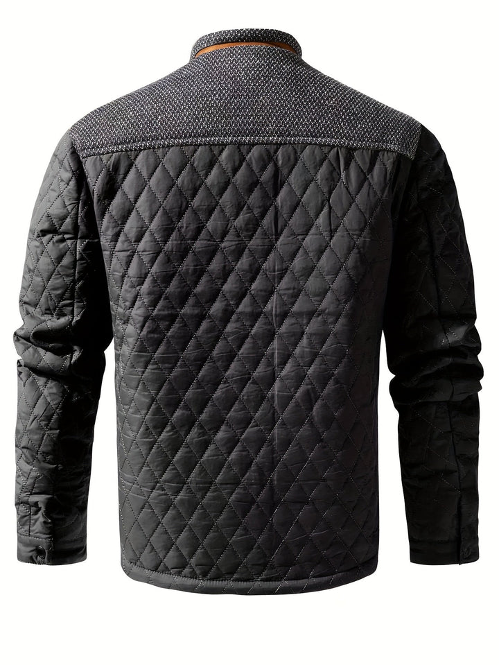 Chaqueta acolchada bicolor para hombre con cuello alzado y botones a presión