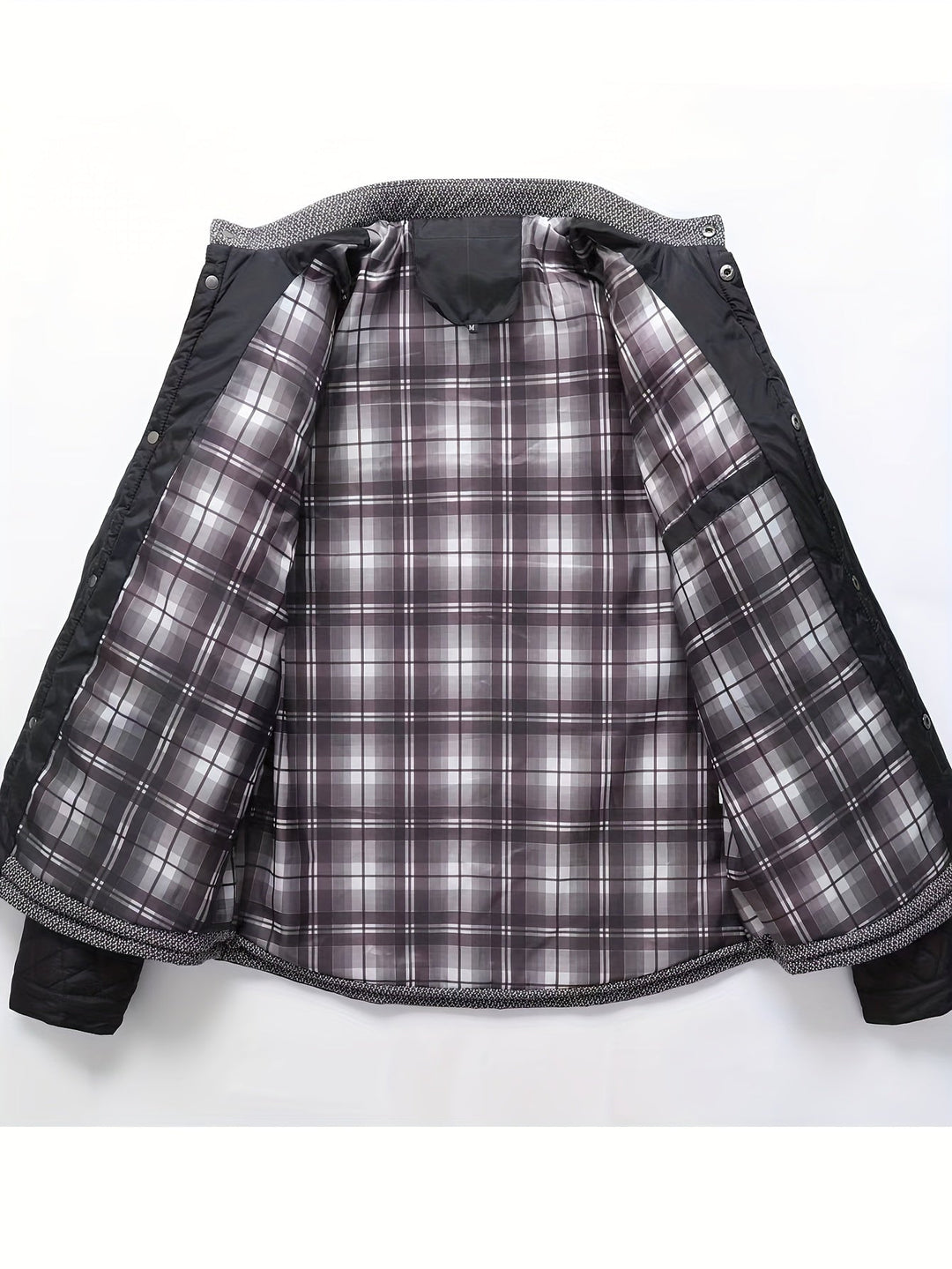 Chaqueta acolchada bicolor para hombre con cuello alzado y botones a presión