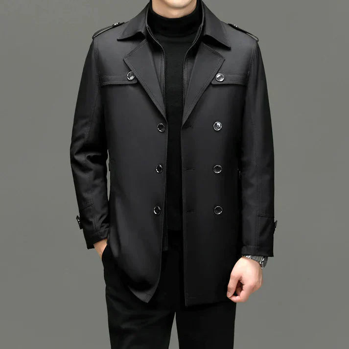 Noah | Men's Classic Elegant Long Trench Coat-Metro Lane Plaza
