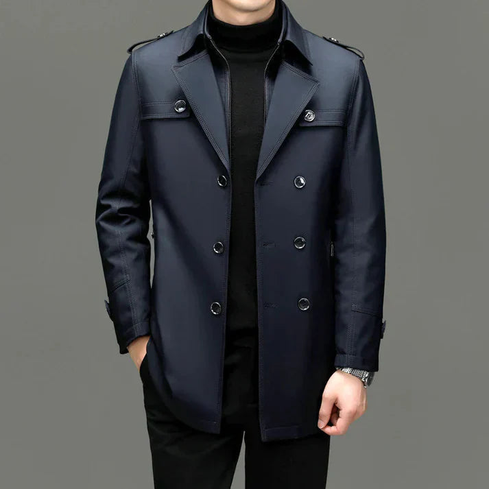 Noah | Men's Classic Elegant Long Trench Coat-Metro Lane Plaza