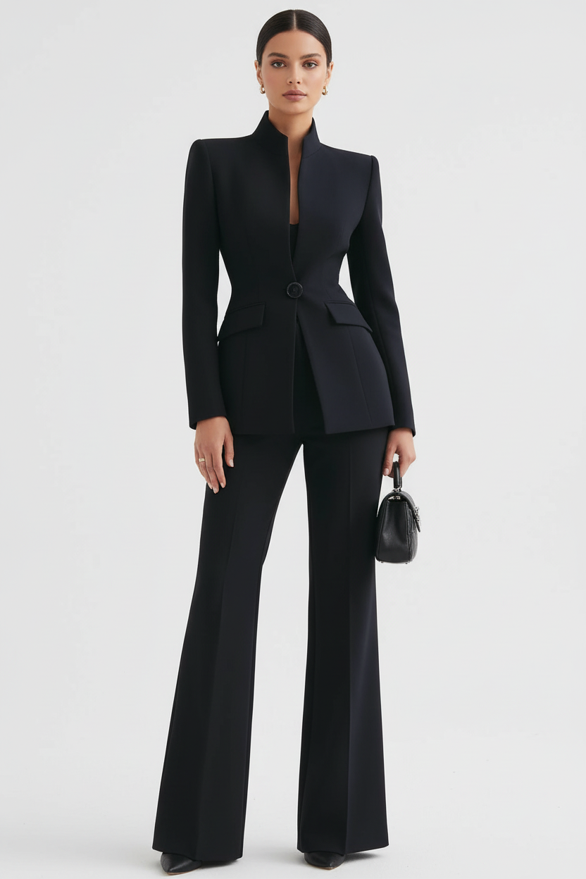 Giselle | Women's Elegant Blazer and Palazzo Trousers Set-Metro Lane Plaza